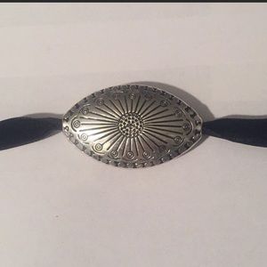Velvet choker with silver medallion